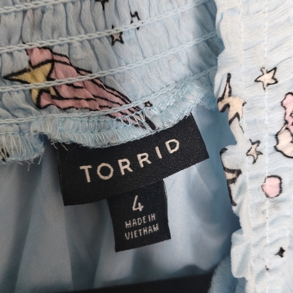 Torrid Mini Clipdot Blouson Sleeve Mock Neck Skater Dress in Cosmic Stars 4X - Picture 8 of 10